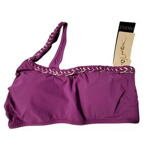 Gottex Recycled Fabric Purple Braided One-Shoulder Bikini Top Size 12